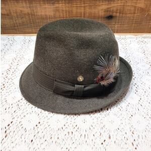 Vintage Grey Seton Hall 75% Wool Men's Fedora Hat with Feathers Size 7 1/4